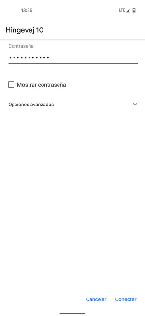 Introduzca la contraseña de Wi-Fi y seleccione Conectar