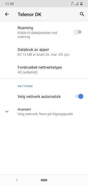 Velg Foretrukket nettverkstype