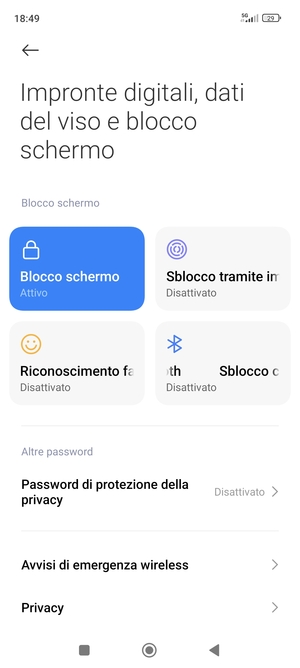 Il tuo telefono è ora protetto dal blocco schermo