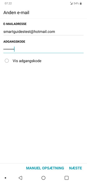 Indtast din e-mailadresse og adgangskode. Vælg NÆSTE