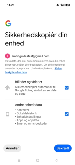 Vælg dine foretrukne muligheder og vælg Bekræft