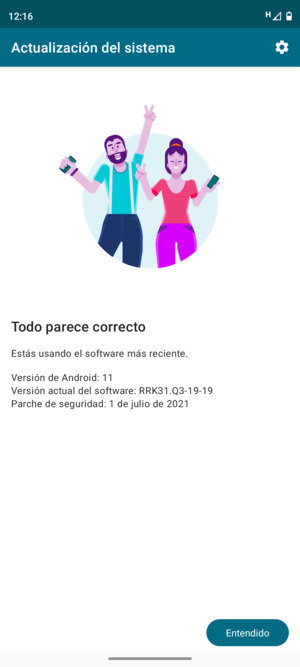 Si su teléfono está actualizado, seleccione Entendido