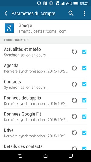 Vos informations seront synchronisées