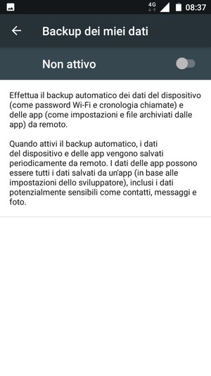 Attiva Backup dei miei dati