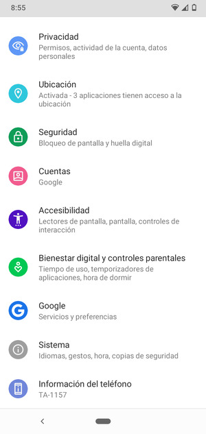 Desplácese y seleccione Seguridad