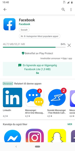 Vent til installasjonen er ferdig
