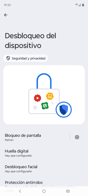 El teléfono ha sido asegurado con un bloqueo de pantalla