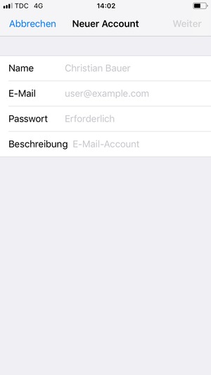 Geben Sie die erforderlichen Informationen ein und wählen Sie Weiter