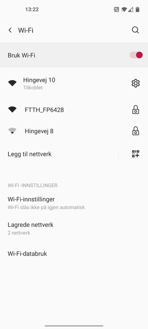 Du er nå koblet til Wi-Fi-nettverket