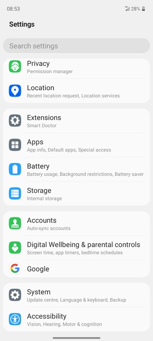 Scroll to and select Accounts