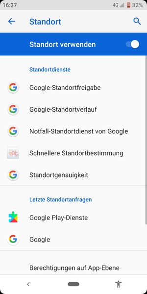 Schalten Sie Standort verwenden aus