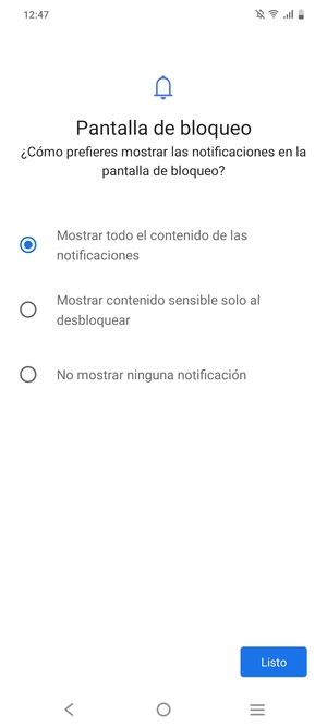 Seleccione la opción deseada y seleccione Listo