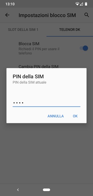 Inserisci PIN della SIM attuale e seleziona OK