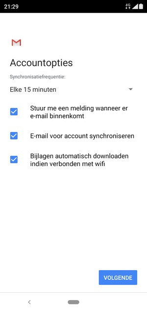 Selecteer VOLGENDE