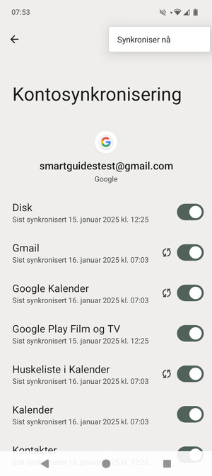 Velg Synkroniser nå