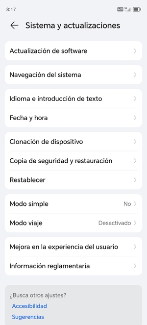 Seleccione Copia de seguridad y restauración