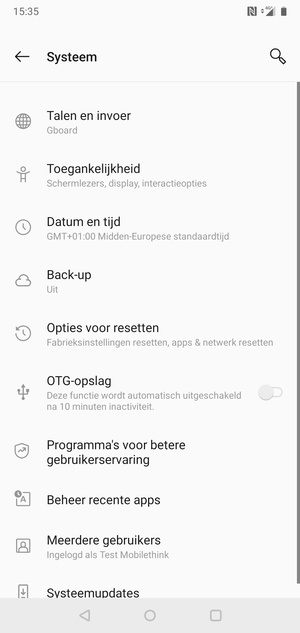 Selecteer Back-up