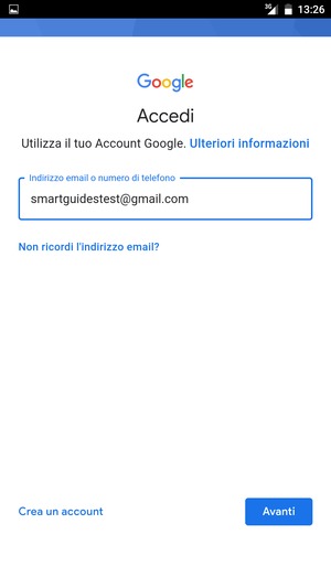 Inserisci il tuo indirizzo Gmail e seleziona Avanti