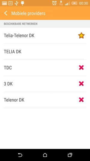 Selecteer een netwerkoperator uit de lijst