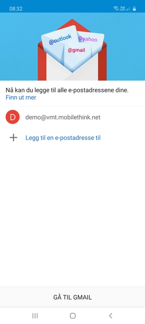 Velg GÅ TIL GMAIL