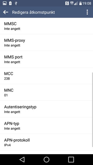 Scrolla ner och ange MMS-information