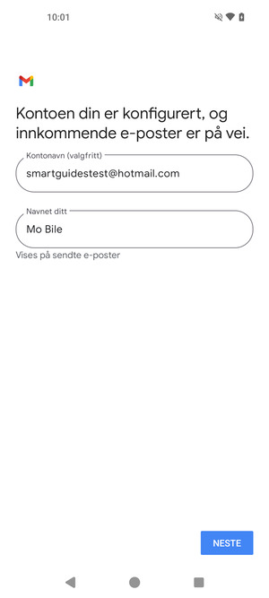 Gi kontoen din et navn, og skriv inn navnet ditt. Velg NESTE
