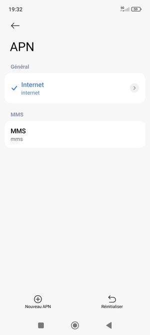 Sélectionnez Réinitialiser