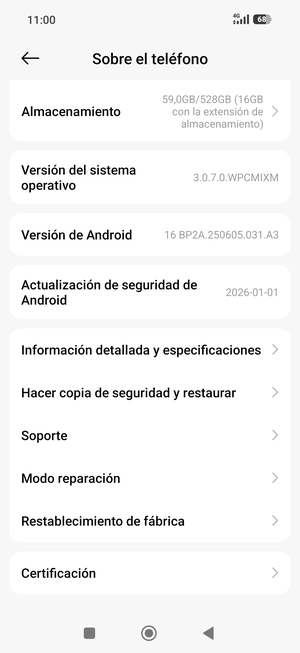Desplácese y seleccione Hacer copia de seguridad y restaurar