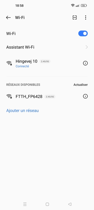 Vous êtes maintenant connecté au réseau Wi-Fi
