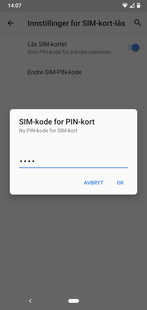 Skriv inn Ny PIN-kode for SIM-kort og velg OK