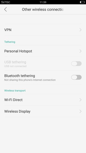 Select Personal Hotspot