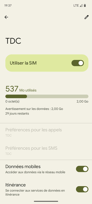 Activer ou désactiver Itinérance