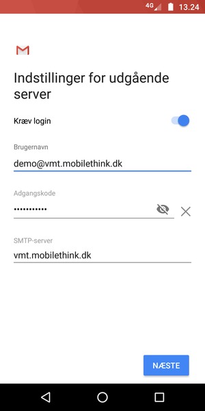 Indtast udgående serveradresse