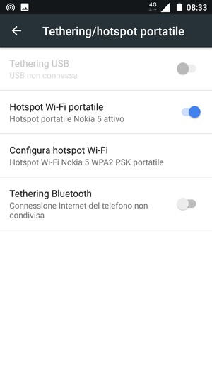 Il telefono è ora pronto per essere usato come modem