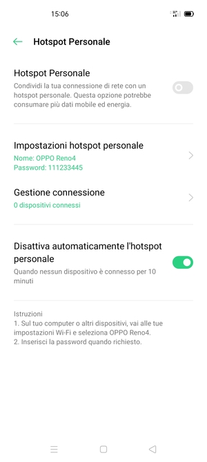 Attiva Hotspot Personale