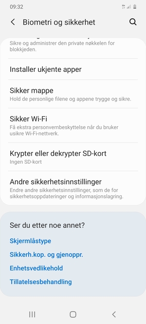 Bla til og velg Andre sikkerhetsinnstillinger