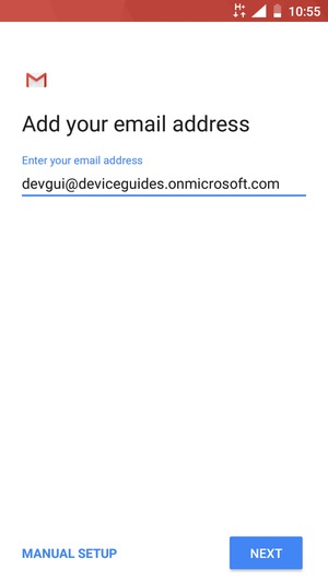 Enter your Email address and  select MANUAL SETUP