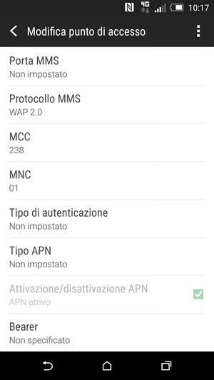 Scorri verso il basso e inserisci le informazioni di internet