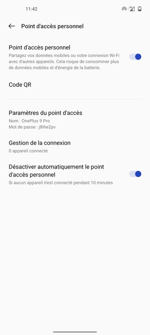 Votre téléphone est maintenant configuré pour être utilisé comme modem