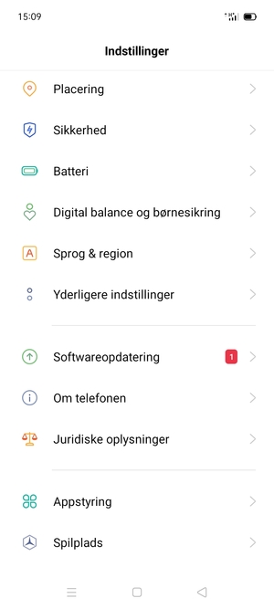 Scroll til og vælg Softwareopdatering