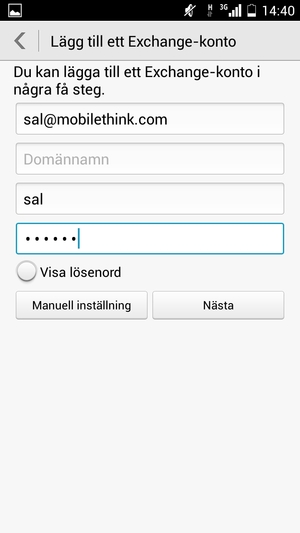 Ange din e-postadress, användarnamn och lösenord. Välj Nästa