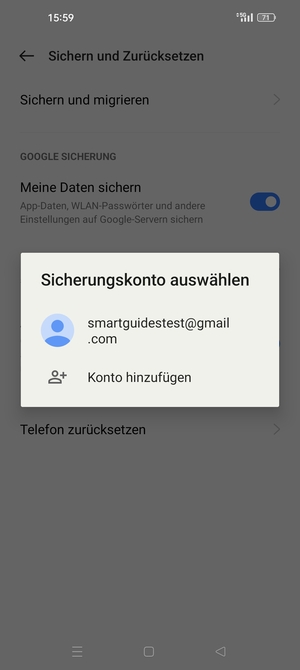 Wählen Sie Ihr Konto für Backup