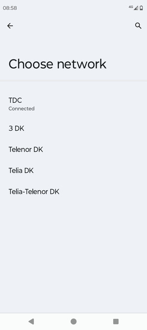 Select a network operator from the list
