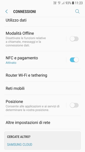 Scorri e seleziona Router Wi-Fi e tethering