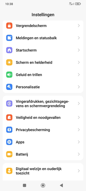 Scroll naar en selecteer Vingerafdrukken, gezichtsgegevens en schermvergrendeling