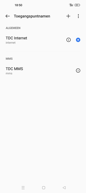 Selecteer de Menu-knop
