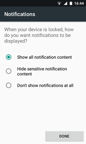 Select your preferred option and select DONE