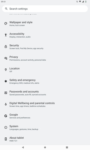 Scroll to and select Security 