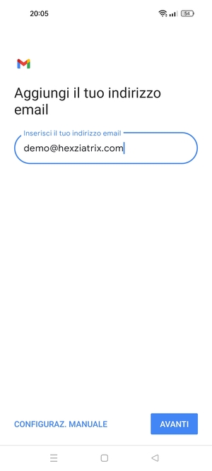 Inserisci il tuo indirizzo email e seleziona AVANTI