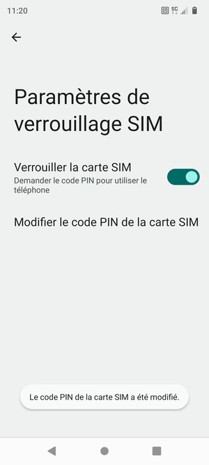 Votre code PIN de la carte SIM a été modifié